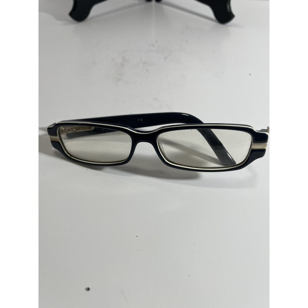 VTG Gucci Blue White Rectangular Glasses Gold Accent Italy GG Broken. - Picture 1 of 7